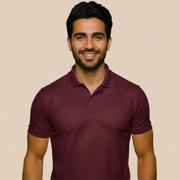 Men's Classic Maroon Color Polo T-Shirt – 100% Pure Cotton Lycra