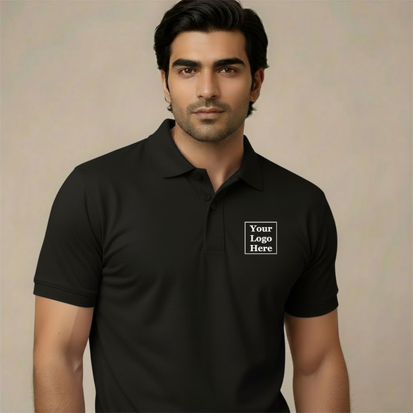 Bulk Order Custom Black Polo T-Shirts - Personalized with Your Logo & Company Name