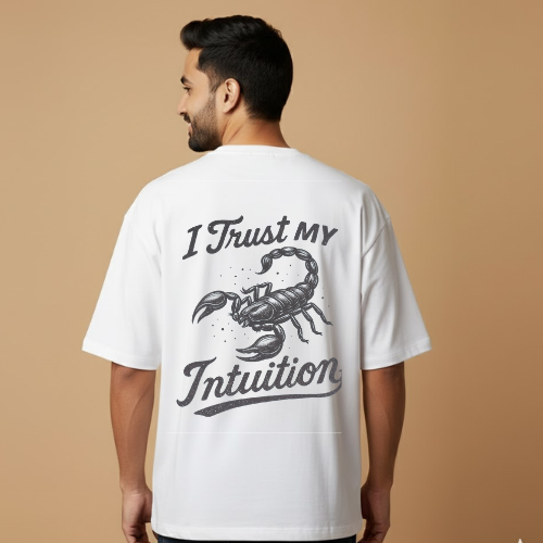 I Trust My Intuition White Graphic Print T-Shirt – Unisex Streetwear with Front & Back Design