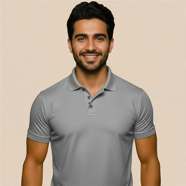 Men's Classic Grey Color Polo T-Shirt – 100% Pure Cotton Lycra