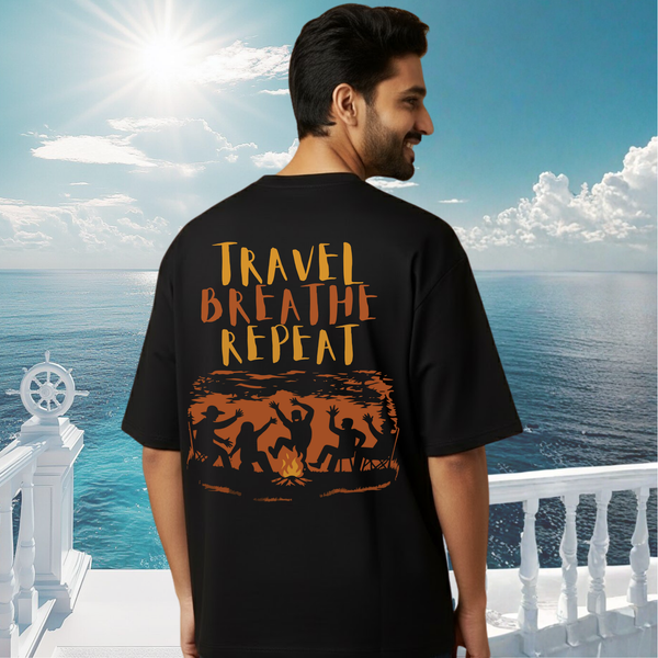 Travel Breath Repeat Black T-Shirt