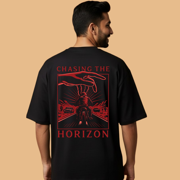 Chasing The Horizon Black Unisex Streetwear with Front & Back Design