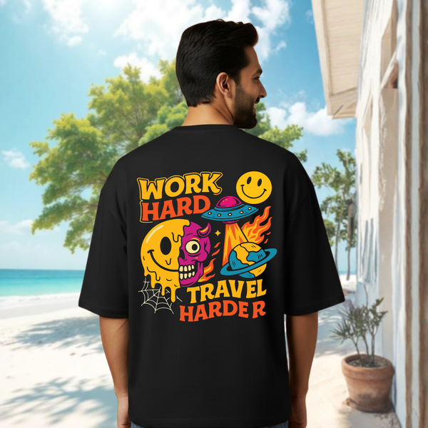 Work Hard Travel Harder Black T-Shirt