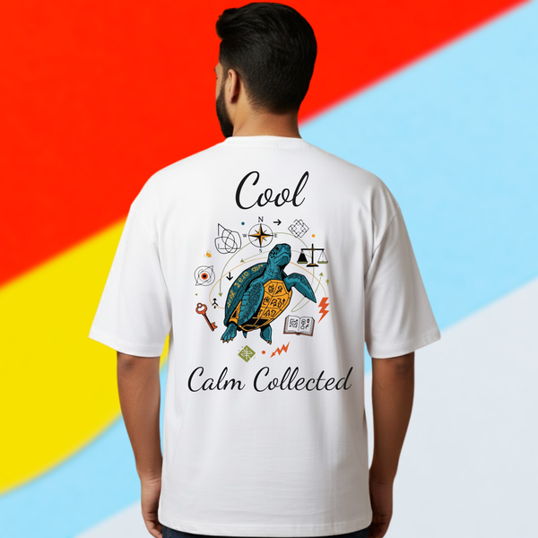 Cool Calm Collected White Graphic Print T-Shirt – Unisex Streetwear with Front & Back Design