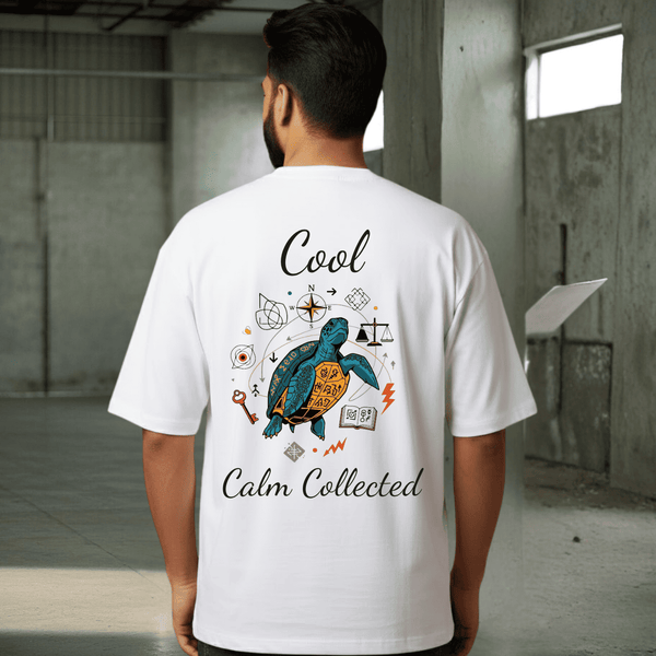 Cool Calm Collected White Graphic Print T-Shirt – Unisex Streetwear with Front & Back Design