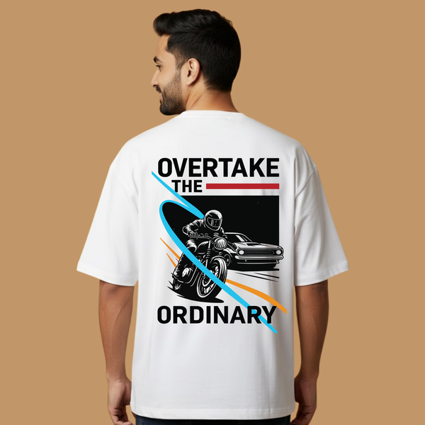 Overtake The Ordinary White Unisex Streetwear with Front & Back Design