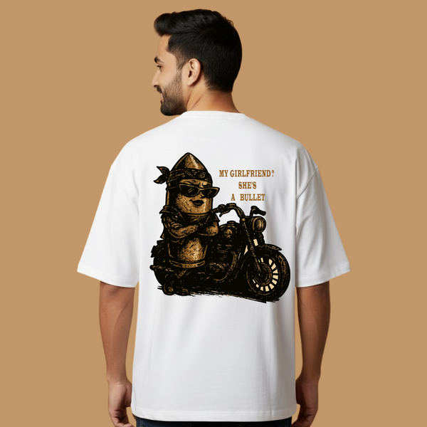 My Girlfriend ? She's a Bullet White Unisex Streetwear with Front & Back Design