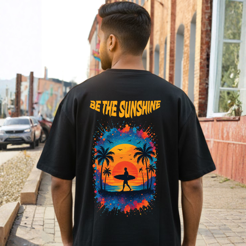 Be The Sunshine Black Graphic Print T-Shirt – Unisex Streetwear with Front & Back Design