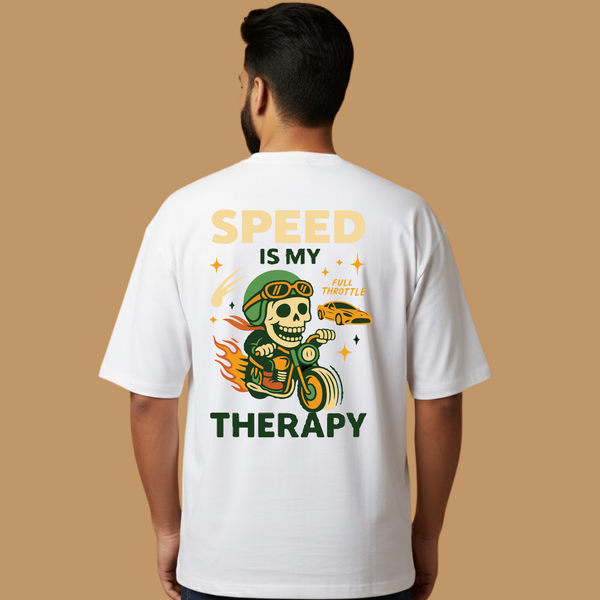 Speed is My Therapy White Unisex Streetwear with Front & Back Design