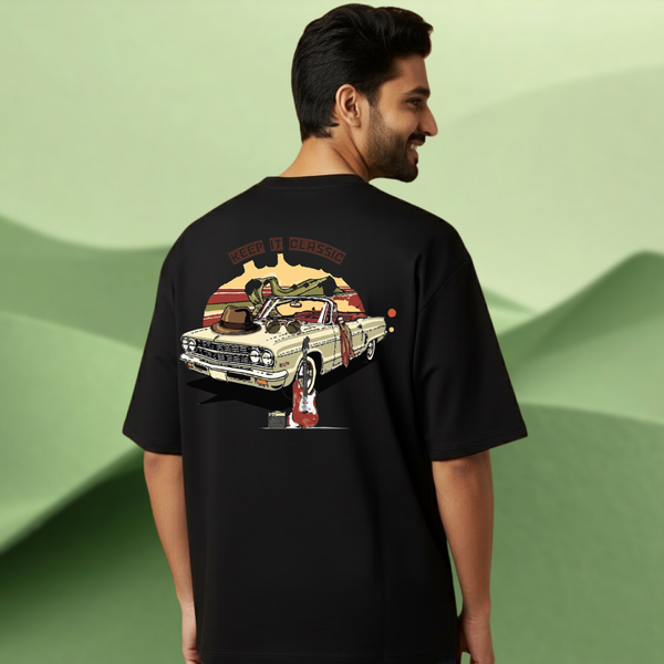 Keep it Classic Black Graphic Print T-Shirt – Unisex Streetwear with Front & Back Design