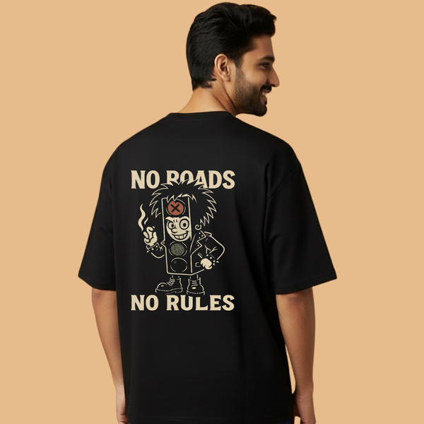No Roads No Rules Black Unisex Streetwear with Front & Back Design