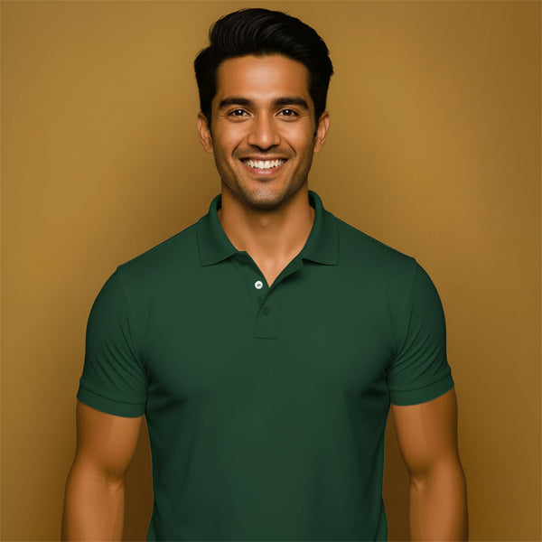 Men's Classic Green Color Polo T-Shirt – 100% Pure Cotton Lycra
