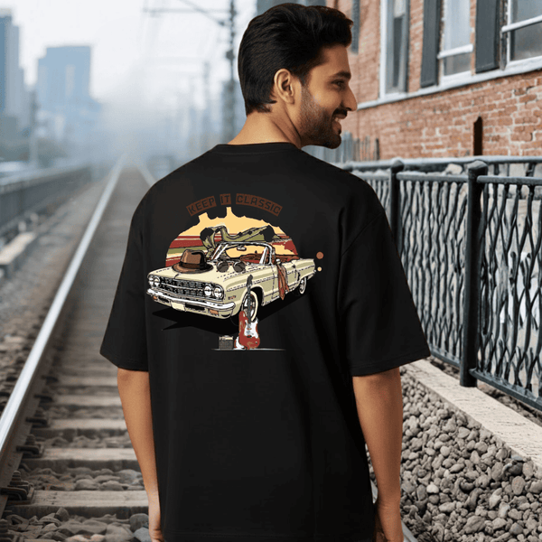 Keep it Classic Black Graphic Print T-Shirt – Unisex Streetwear with Front & Back Design