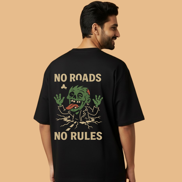 No Roads No Rules Black Unisex Streetwear with Front & Back Design