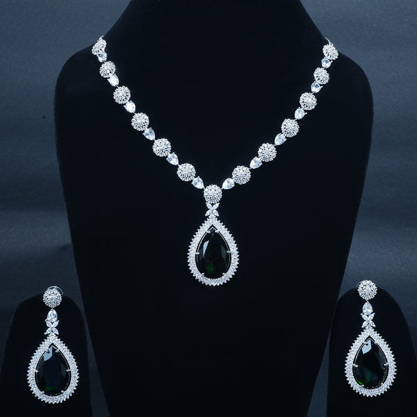 Memat Premium Diamond with Uncut Sapphire Drop Necklace