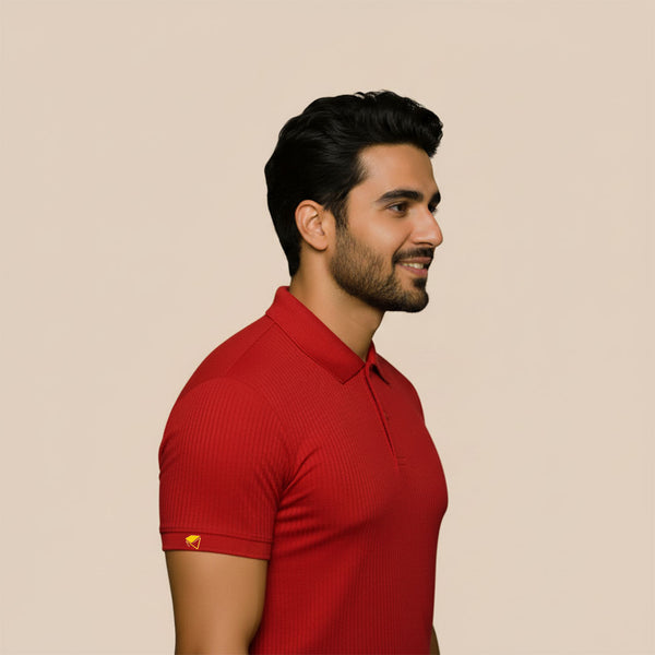 Men's Classic Red Color Polo T-Shirt – 100% Pure Cotton Lycra