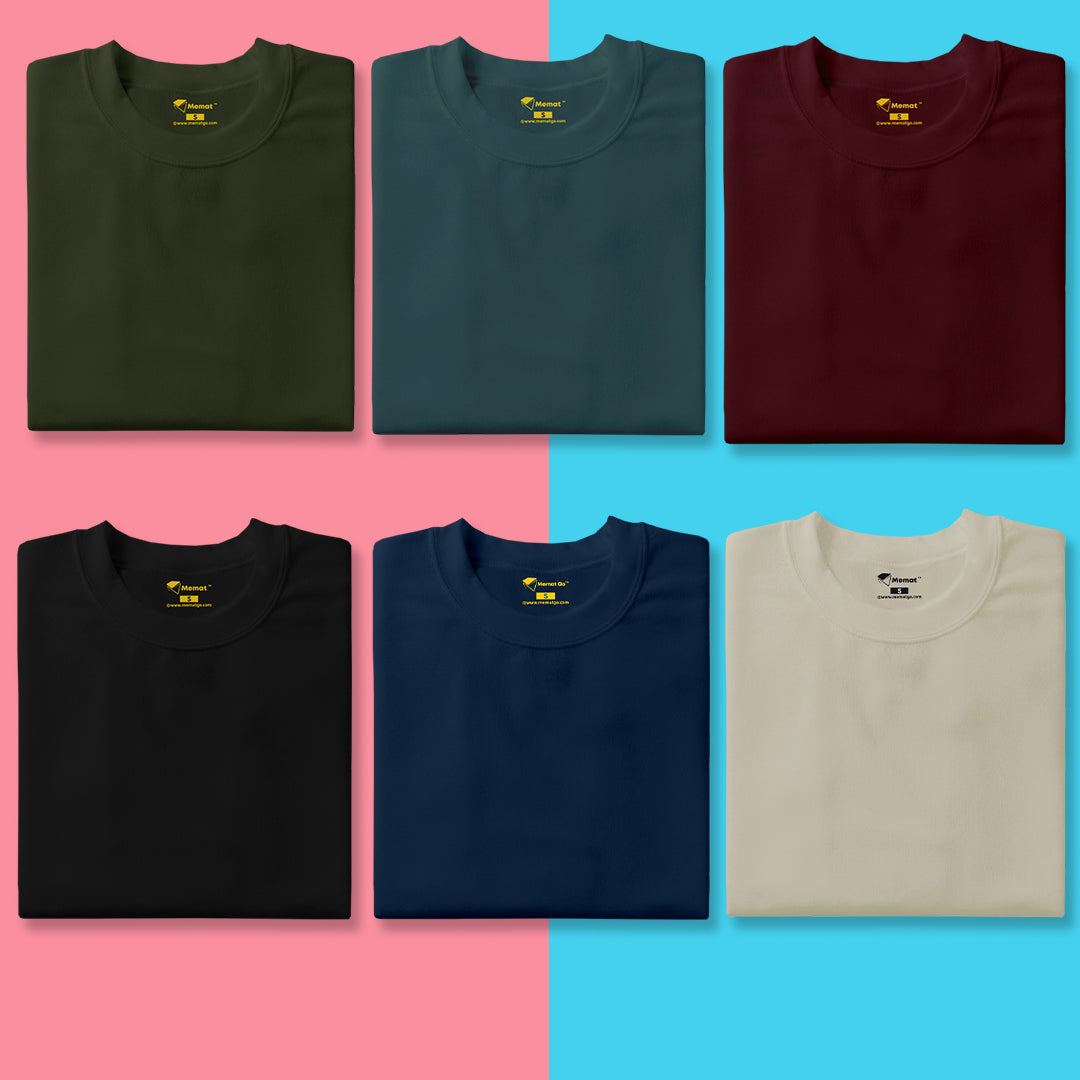 Unisex Round Neck Half Sleeves Tshirt Combo pack of 6