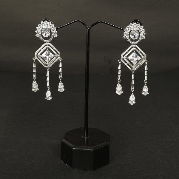Memat Premium AD Studded Trident Drop Earrings