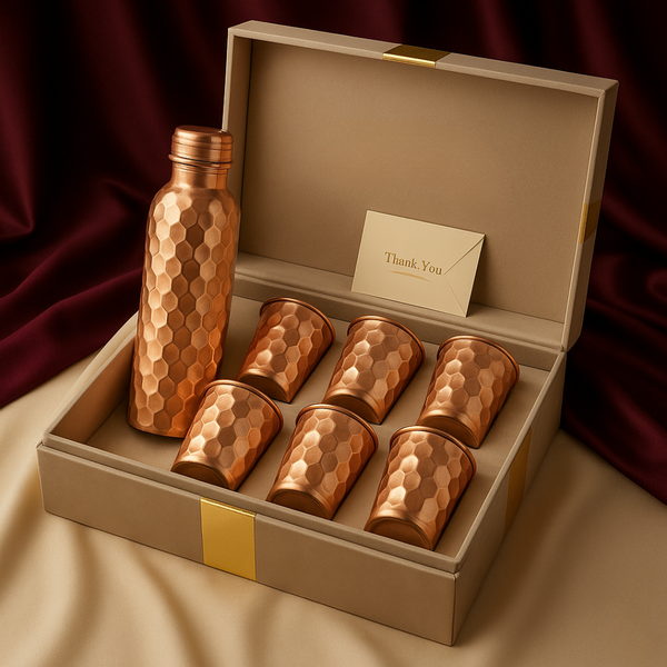 Honey Comb One Bottle and Six Glass Set