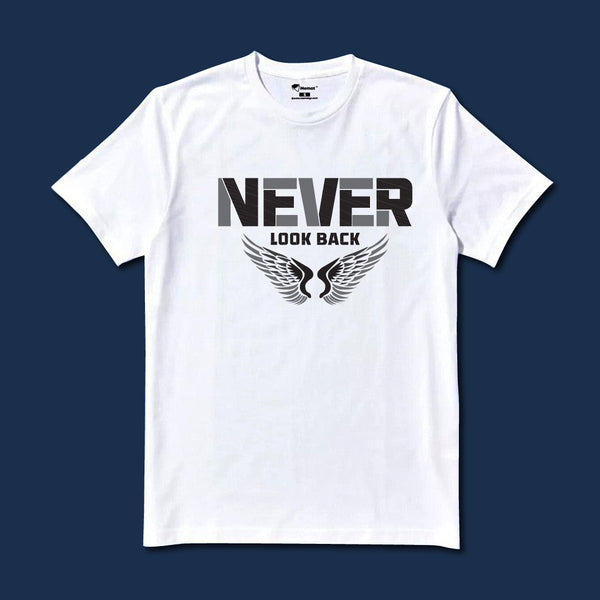 Never Look Back Graphic Print T-Shirt – Unisex Streetwear with Front Design